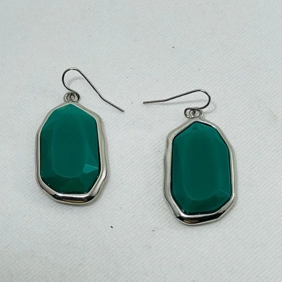 Christmas Earring Drop Dangle Green Big Statement Oval Party Costume Modern New - Picture 2 of 9